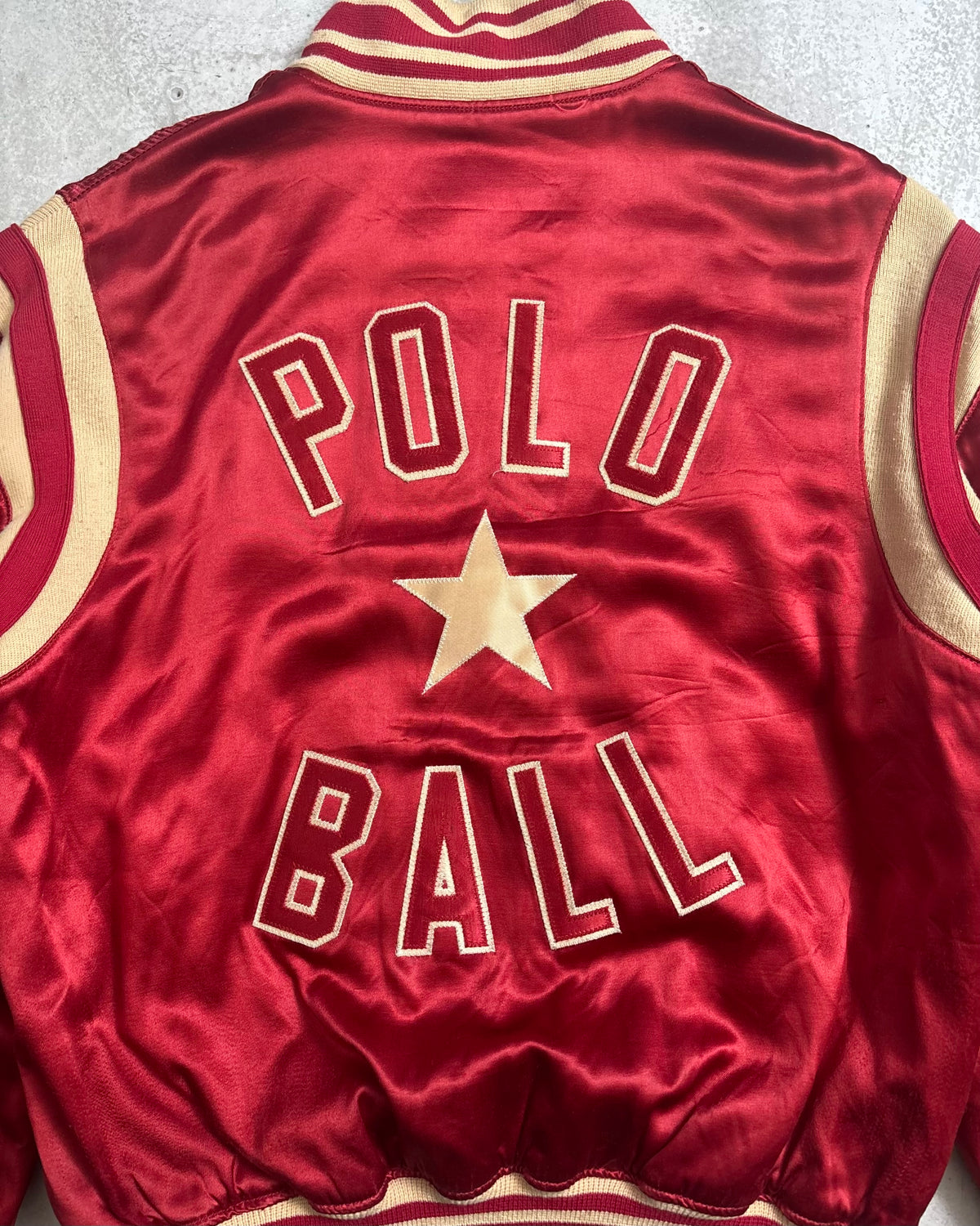 90's Ralph Lauren サテン織 スタジャン スタジアムジャンパー 表記S USA製 オリジナル ラルフローレン