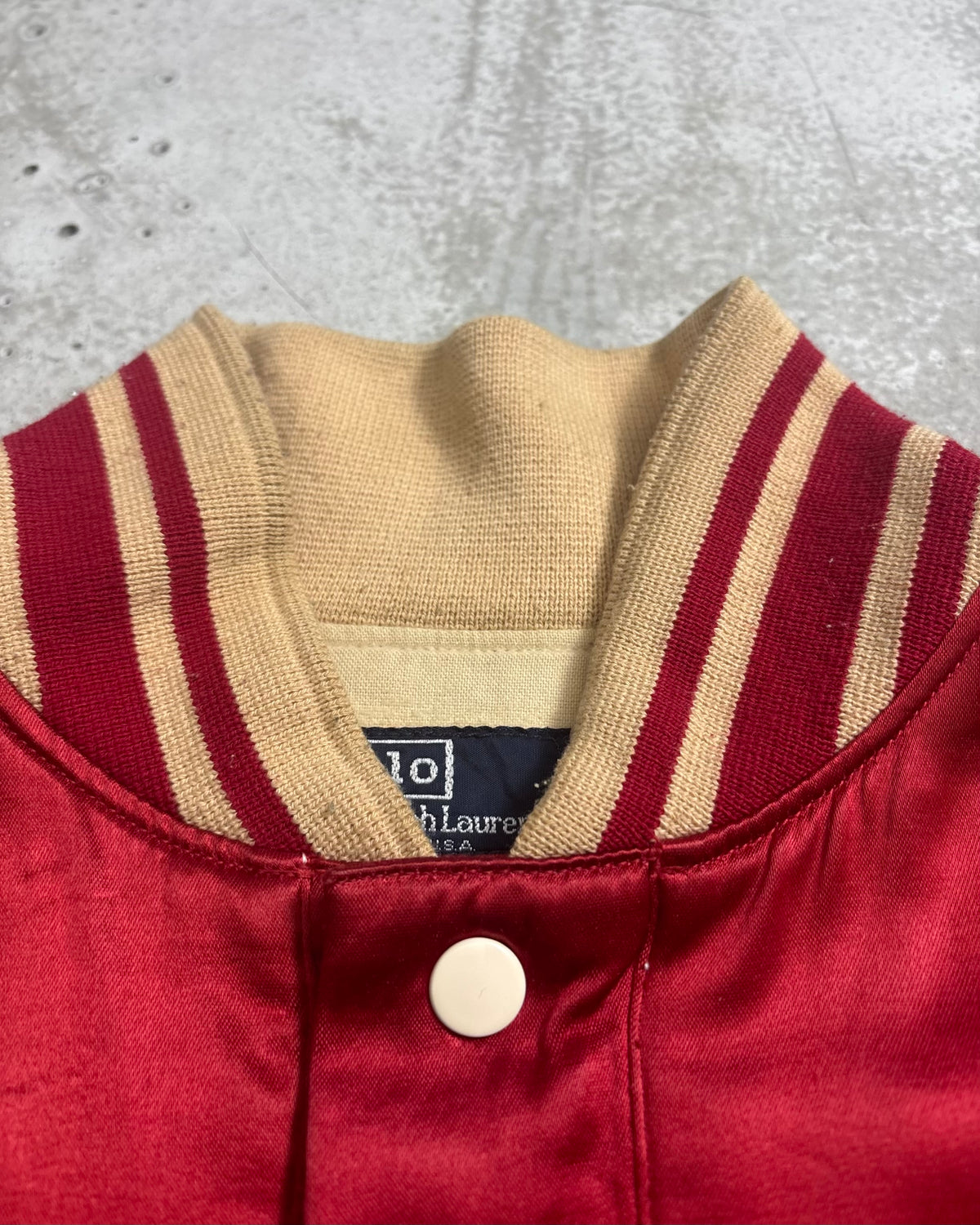 90's Ralph Lauren サテン織 スタジャン スタジアムジャンパー 表記S USA製 オリジナル ラルフローレン