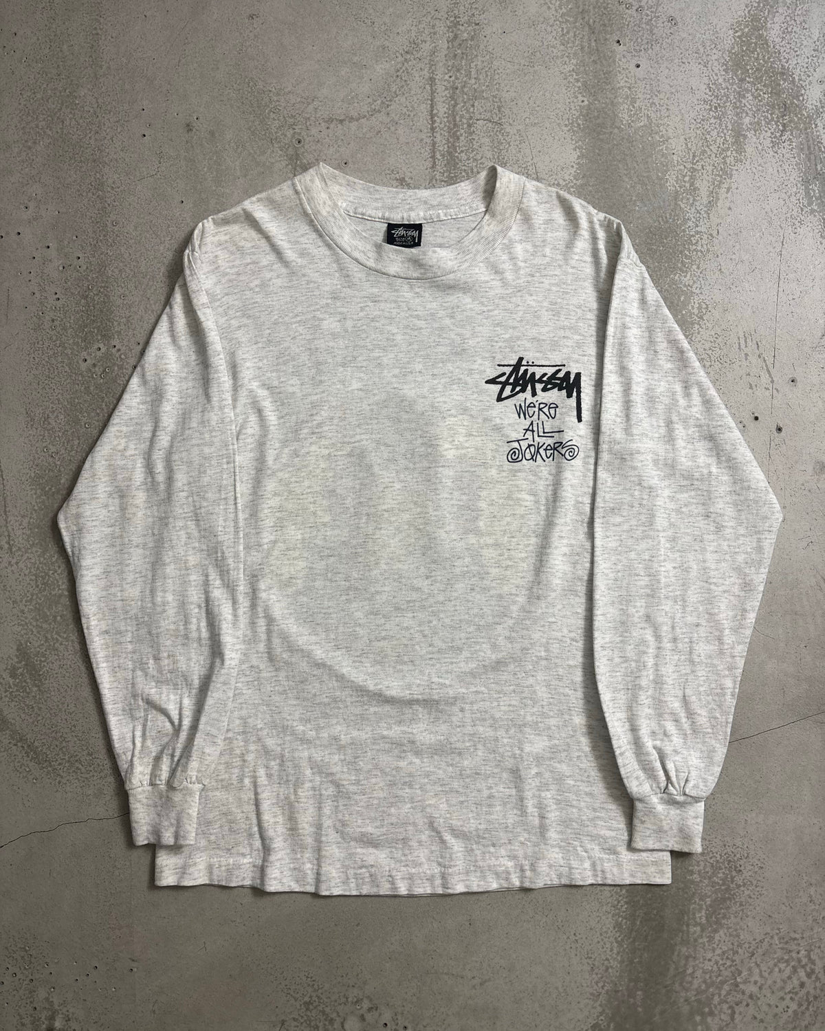 80's Stussy "We'Re ALL JokeRs" ジョーカー 長袖Tシャツ Oldstussy 両面プリント 表記M USA製 ステューシー