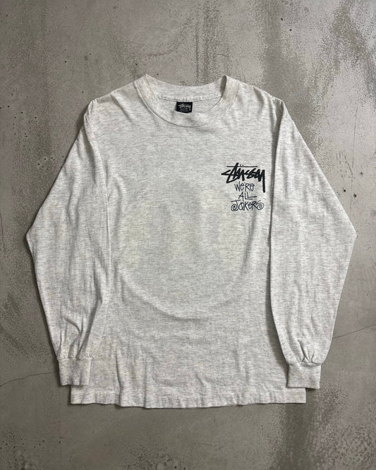 80's Stussy "We'Re ALL JokeRs" ジョーカー 長袖Tシャツ Oldstussy 両面プリント 表記M USA製 ステューシー