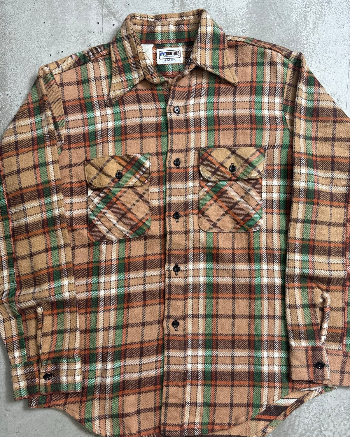 70's FIVE BROTHER フランネルシャツ 表記M USA製 ファイブブラザー ヘビネル