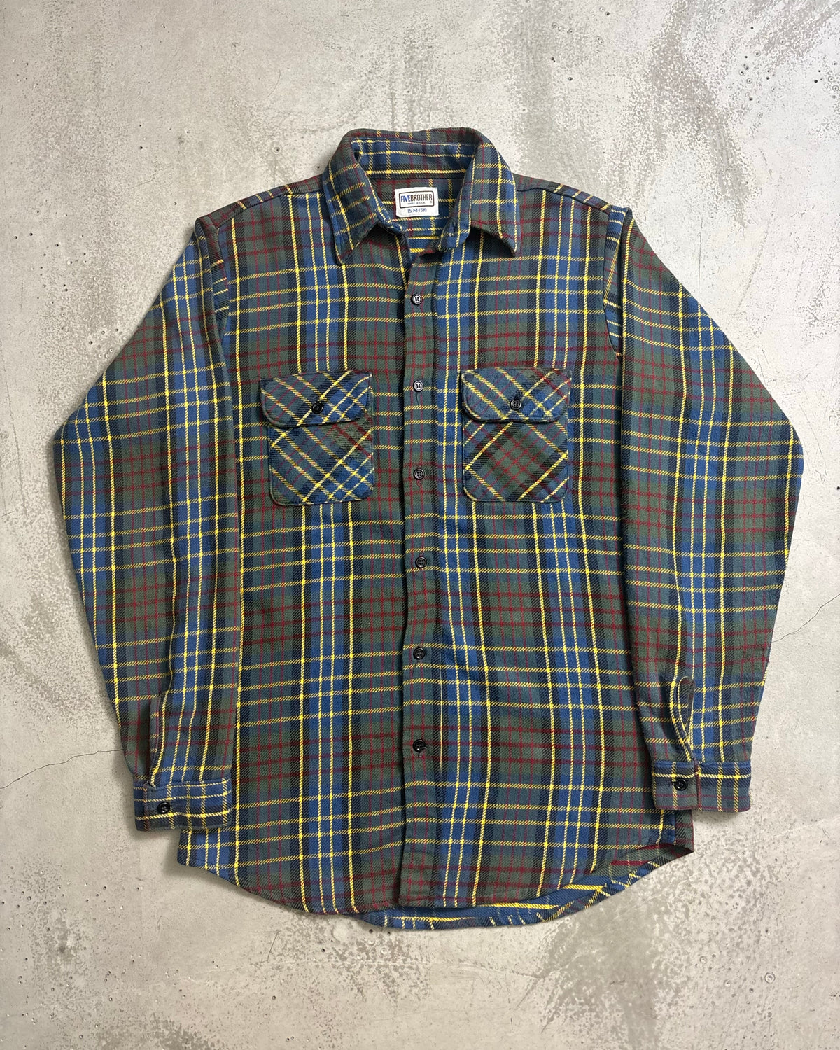 80's FIVE BROTHER チェックフランネルシャツ 表記M USA製 ファイブブラザー ヘビネル