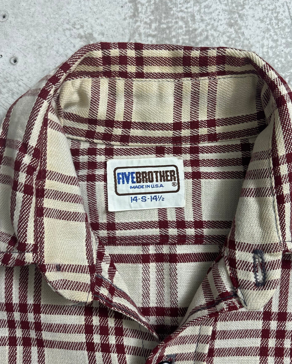 70's 80's FIVE BROTHER チェックフランネルシャツ 表記S USA製 ファイブブラザー ヘビネル