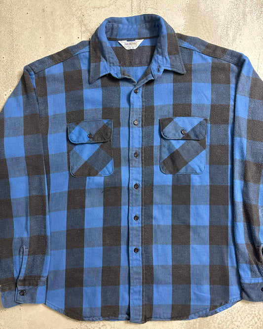 80's FIVE BROTHER フランネルシャツ ブロックチェック 表記2XL 三角タグ ファイブブラザー ヘビネル