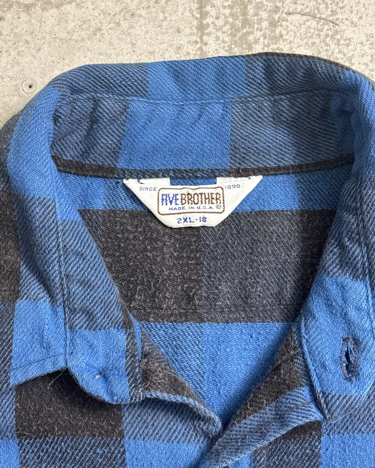 80's FIVE BROTHER フランネルシャツ ブロックチェック 表記2XL 三角タグ ファイブブラザー ヘビネル
