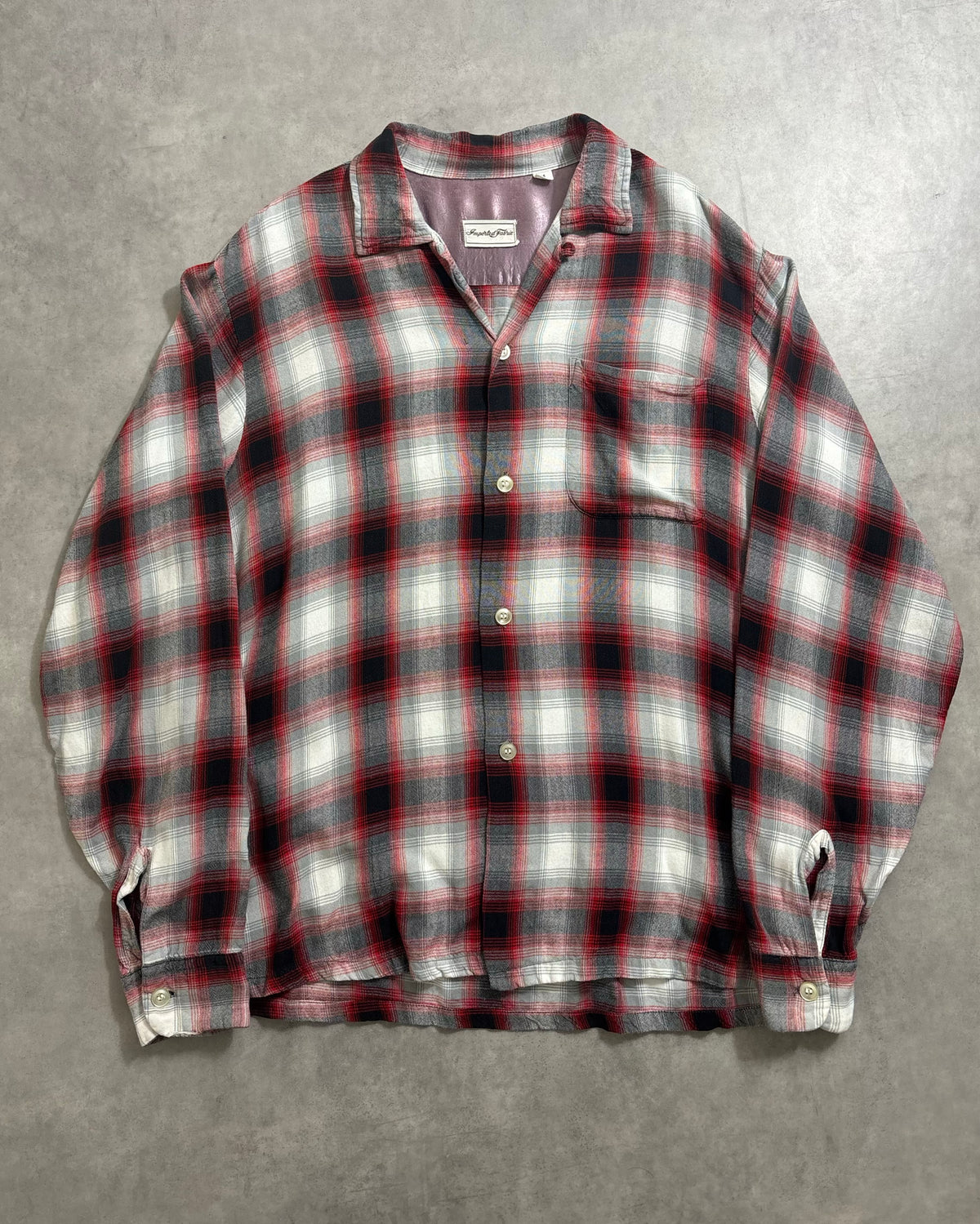 50's Vintage オンブレチェックシャツ 開襟 ループカラー 表記M　ヴィンシャツ