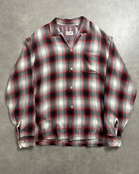 50's Vintage オンブレチェックシャツ 開襟 ループカラー 表記M　ヴィンシャツ