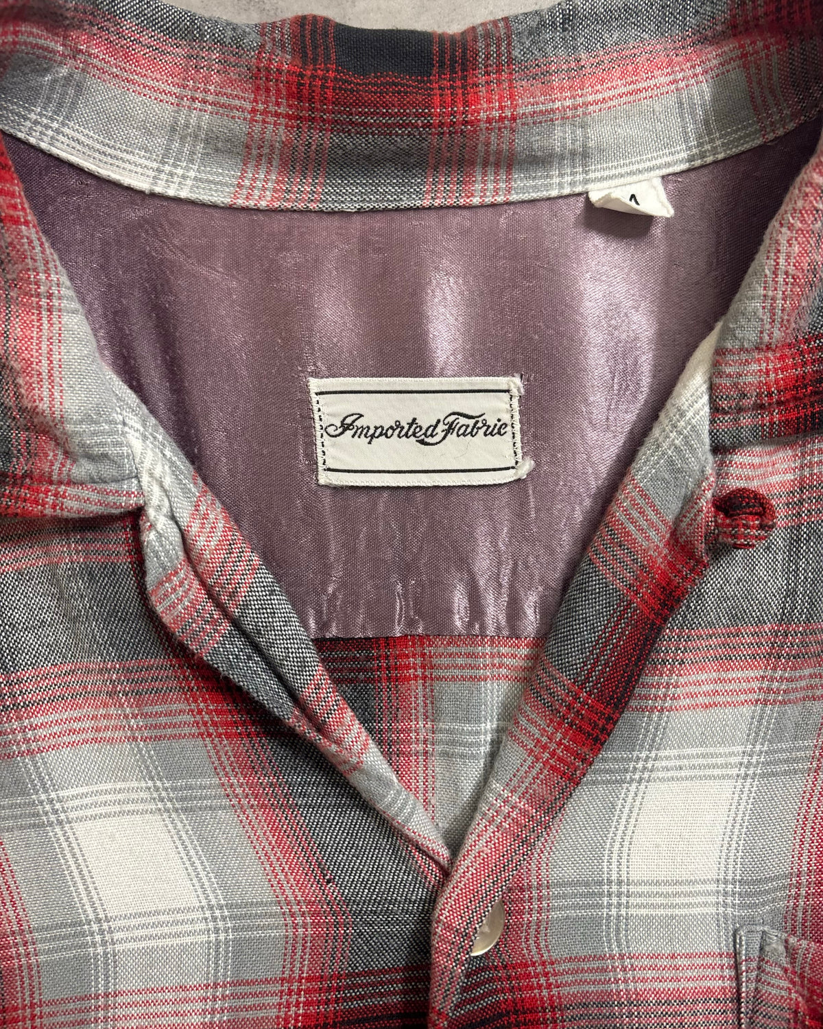 50's Vintage オンブレチェックシャツ 開襟 ループカラー 表記M　ヴィンシャツ