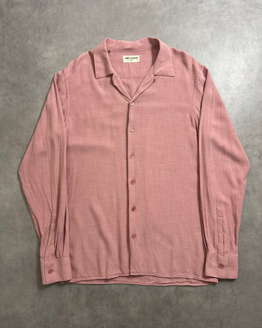 00's SAINT LAURENT 長袖シャツ 開襟 レーヨン ヴィンテージサンプリング 表記38 サンローラン