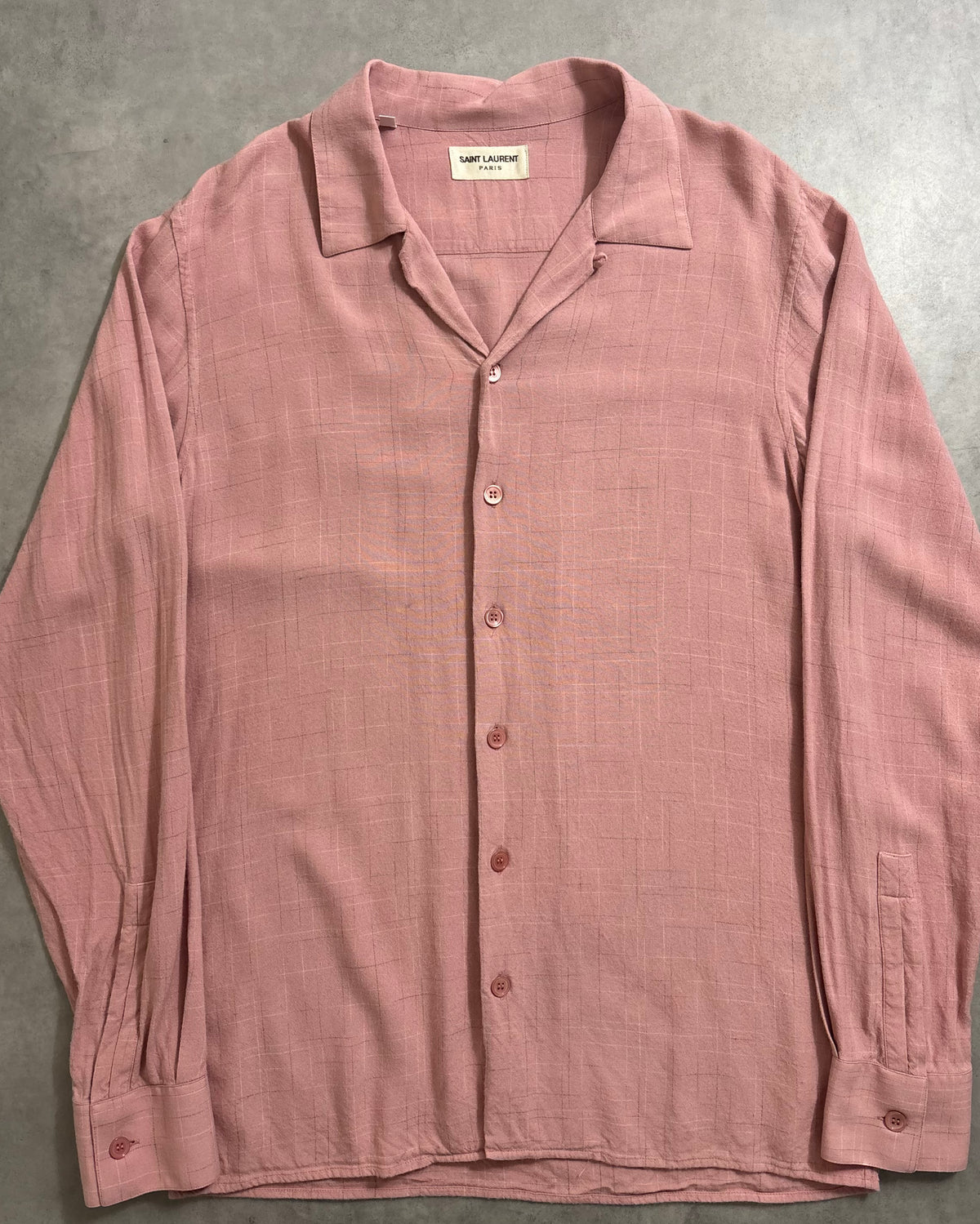 00's SAINT LAURENT 長袖シャツ 開襟 レーヨン ヴィンテージサンプリング 表記38 サンローラン