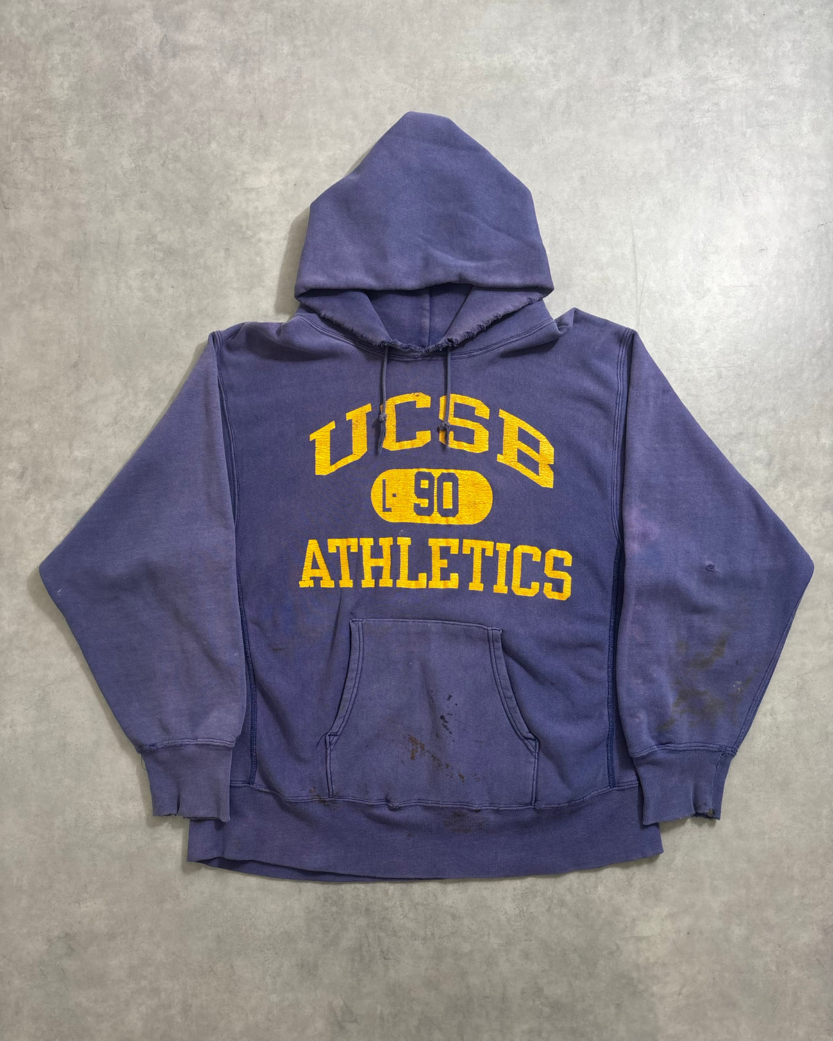 80's Champion "REVERSE WEAVE" UCSB ATHLETIC フーディ スウェット 表記L 三段 アーチ リバースウィーブ USA製 茄子紺 チャンピオン トリコタグ