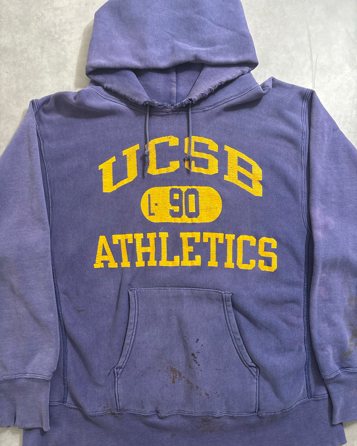 80's Champion "REVERSE WEAVE" UCSB ATHLETIC フーディ スウェット 表記L 三段 アーチ リバースウィーブ USA製 茄子紺 チャンピオン トリコタグ
