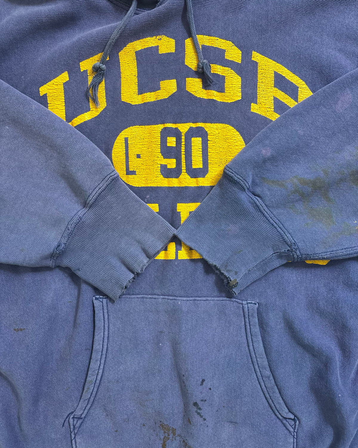 80's Champion "REVERSE WEAVE" UCSB ATHLETIC フーディ スウェット 表記L 三段 アーチ リバースウィーブ USA製 茄子紺 チャンピオン トリコタグ