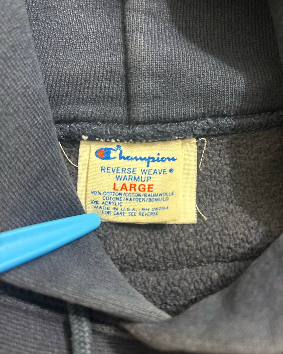 80's Champion "REVERSE WEAVE"フーディ 単色 目有り 表記L USA製 リバースウィーブ チャンピオン トリコタグ