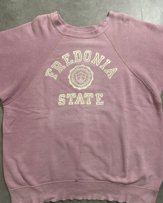 60's Vintage "FREDONIA STATE" 半袖スウェット 三段ラバープリント アーチ ラグラン ヴィンスエ