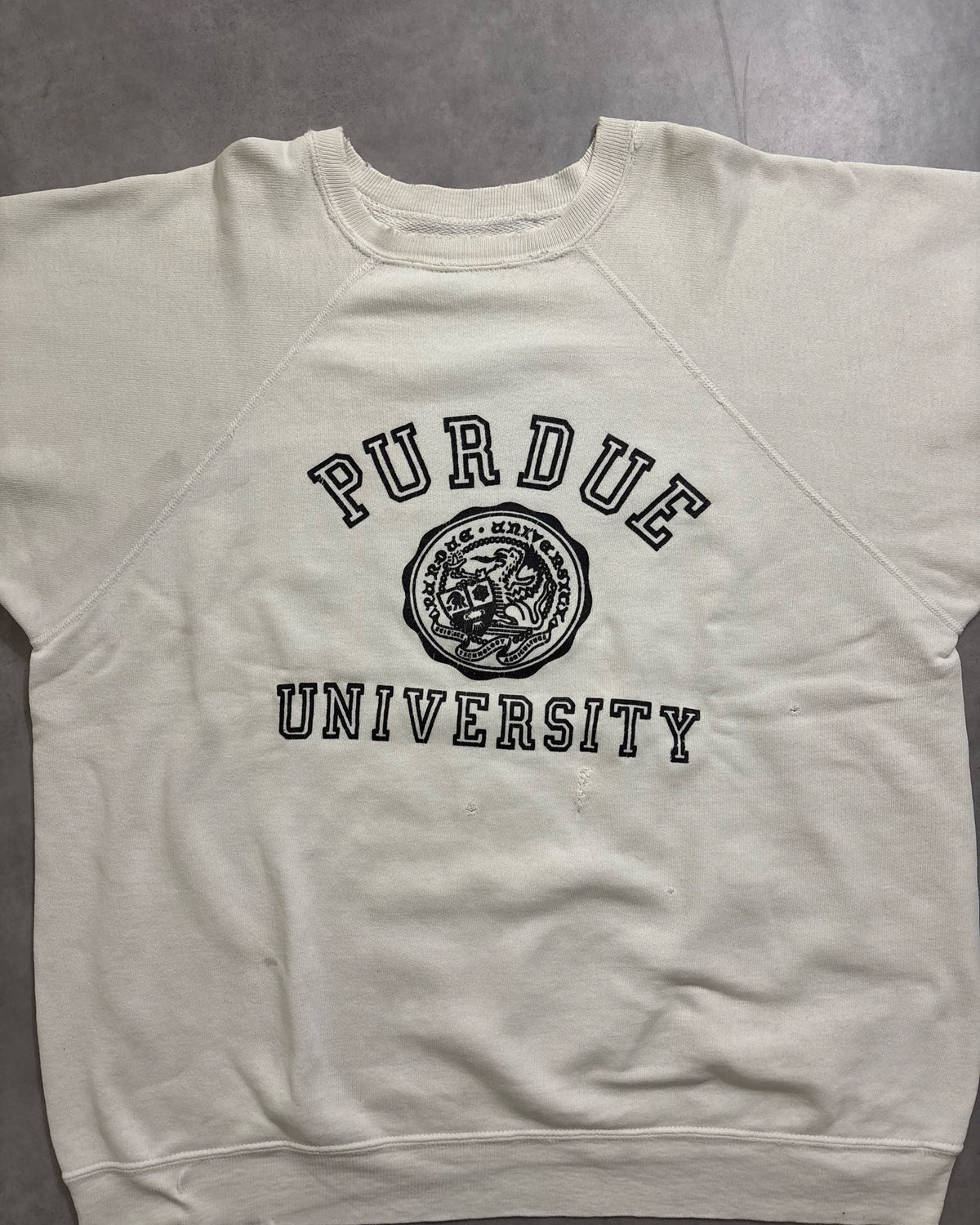 60's Vintage "PURDUE UNIVERSITY" 半袖スウェット 三段ラバープリント アーチ ラグラン ヴィンスエ