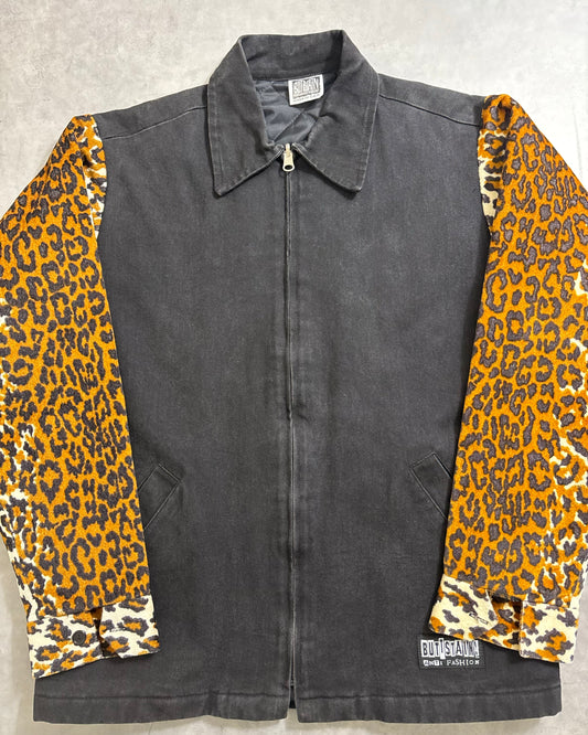 90's BUTTSTAIN ワークジャケット 袖レオパード 表記M USA製 バットステイン オールドスケート