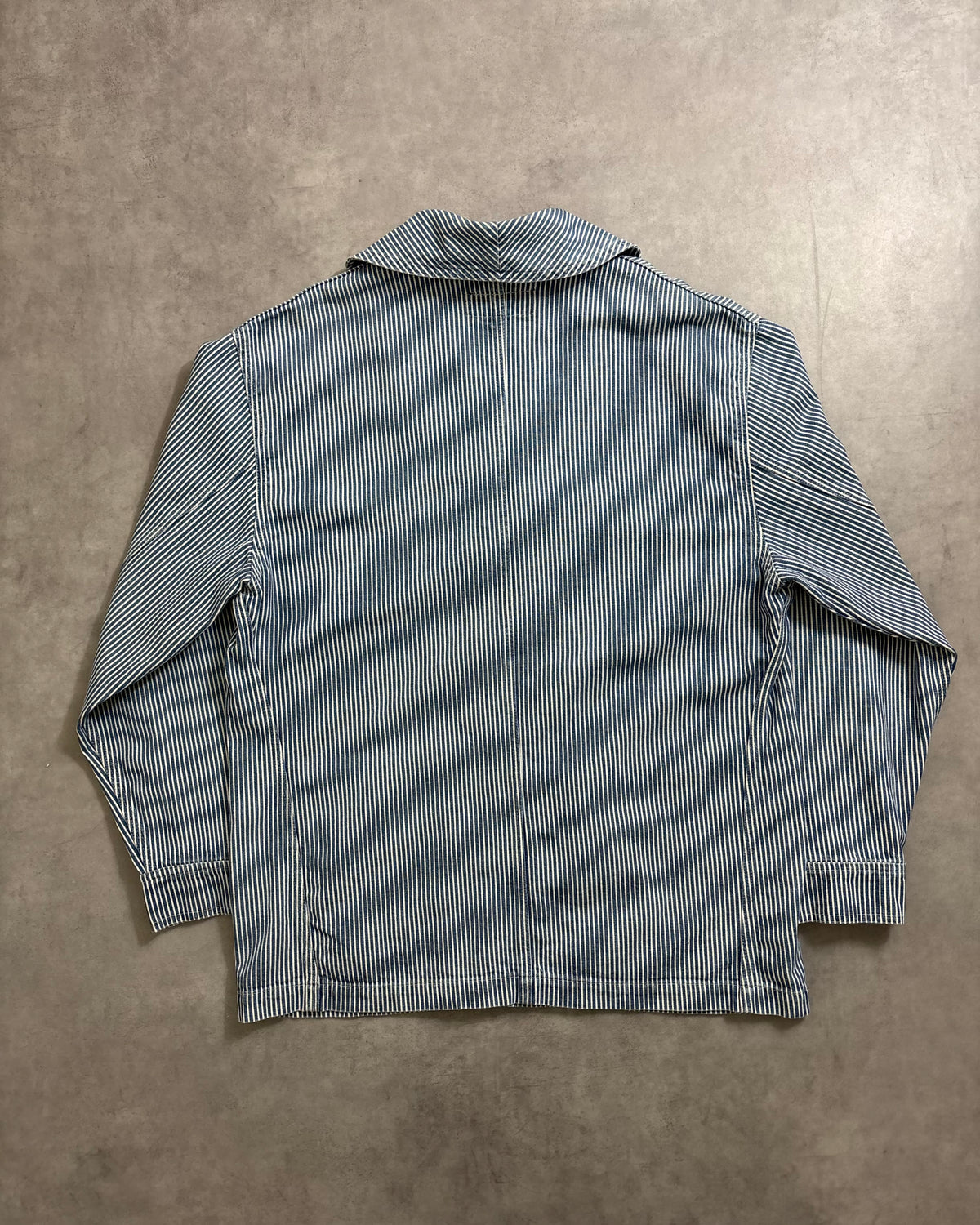 80's Ralph Lauren カバーオール ヒッコリーストライプ クロスフラッグ 表記S ラルフローレン ショールカラー 20周年記念