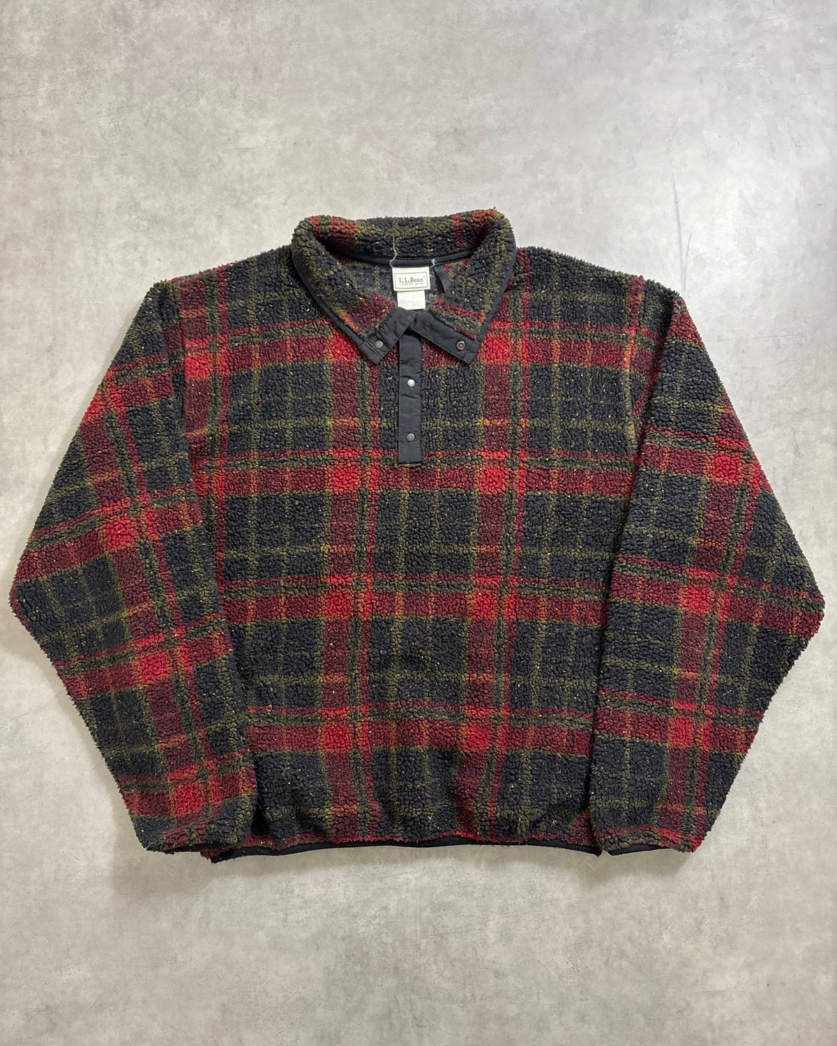 80's~ L.L.Bean "Snap-T" スナッププルオーバー フリース ネイティブ柄 エルエルビーン 前立てナイロン アウトドア