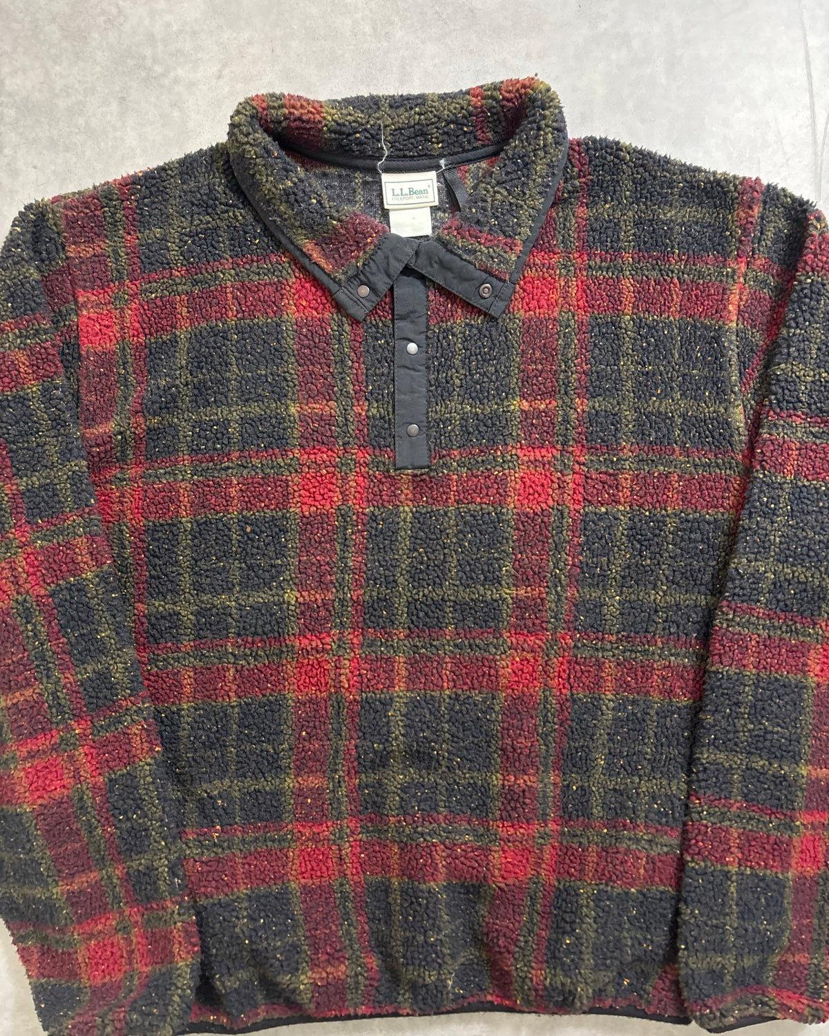 80's~ L.L.Bean "Snap-T" スナッププルオーバー フリース ネイティブ柄 エルエルビーン 前立てナイロン アウトドア