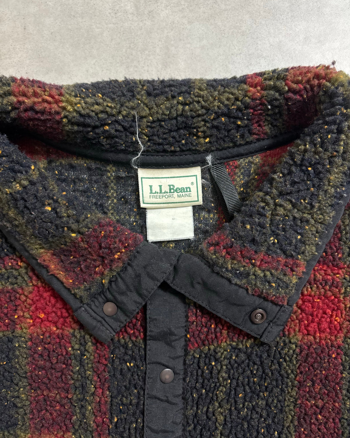 80's~ L.L.Bean "Snap-T" スナッププルオーバー フリース ネイティブ柄 エルエルビーン 前立てナイロン アウトドア