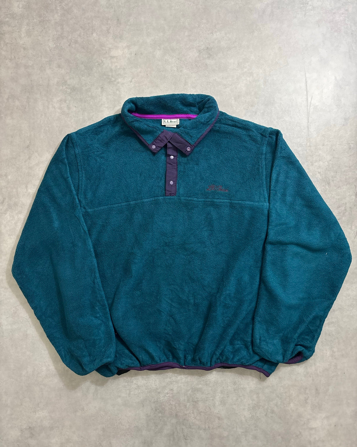 80's~ L.L.Bean "Snap-T" スナッププルオーバー フリース エルエルビーン 前立てナイロン アウトドア