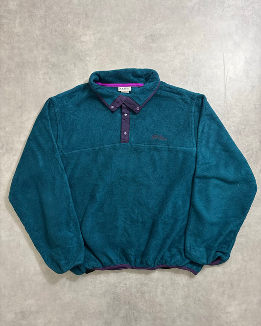 80's~ L.L.Bean "Snap-T" スナッププルオーバー フリース エルエルビーン 前立てナイロン アウトドア