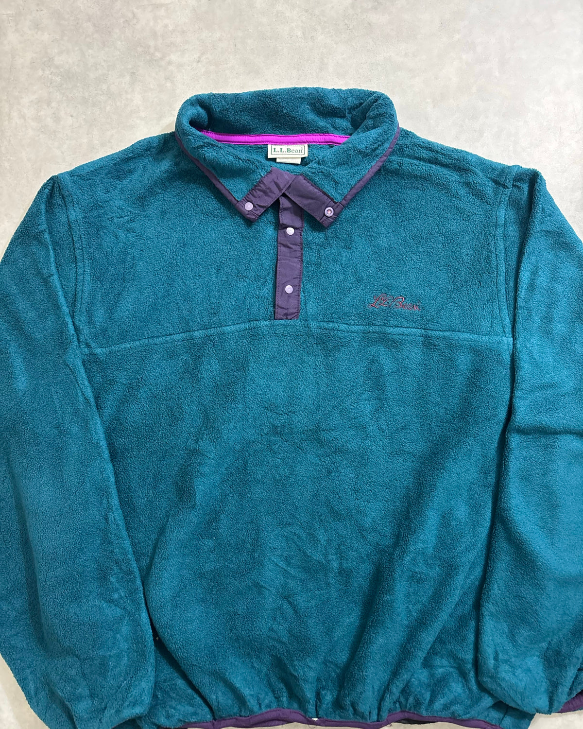 80's~ L.L.Bean "Snap-T" スナッププルオーバー フリース エルエルビーン 前立てナイロン アウトドア