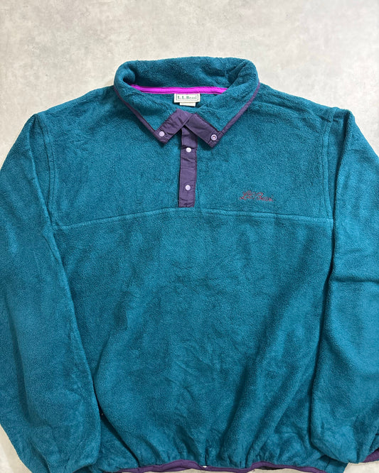 80's~ L.L.Bean "Snap-T" スナッププルオーバー フリース エルエルビーン 前立てナイロン アウトドア