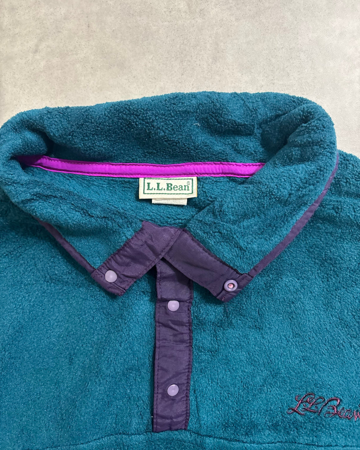 80's~ L.L.Bean "Snap-T" スナッププルオーバー フリース エルエルビーン 前立てナイロン アウトドア