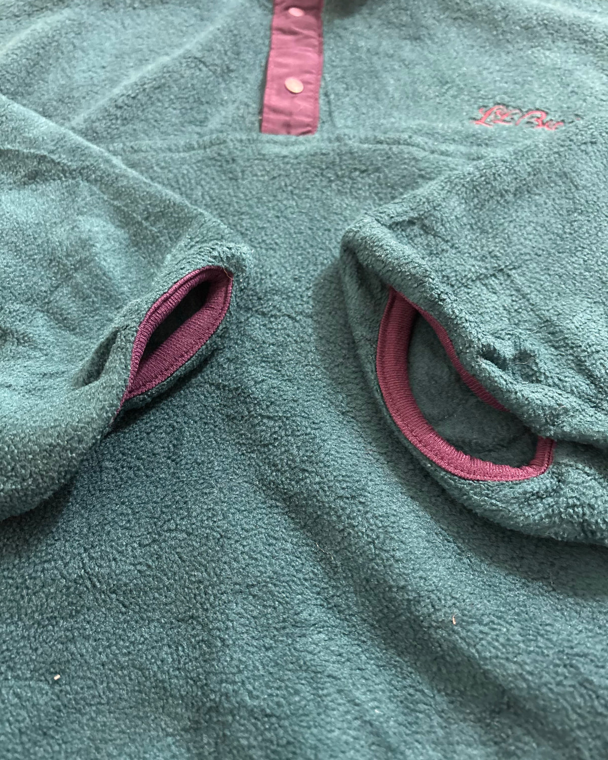 80's~ L.L.Bean "Snap-T" スナッププルオーバー フリース エルエルビーン 前立てナイロン アウトドア